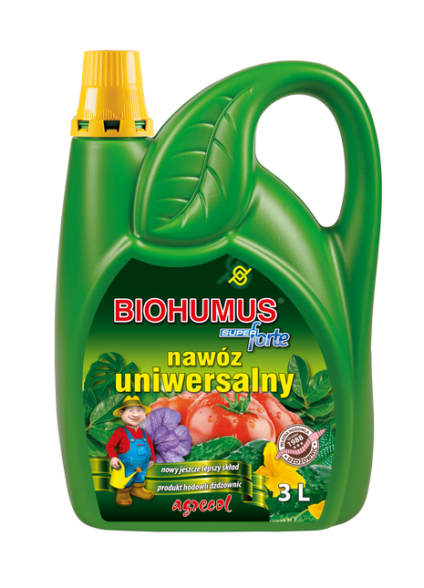 BIOHUMUS SUPER FORTE – NAWÓZ UNIWERSALNY DO ROŚLIN DOMOWYCH, BALKONOWYCH I OGRODOWYCH 3L BIO