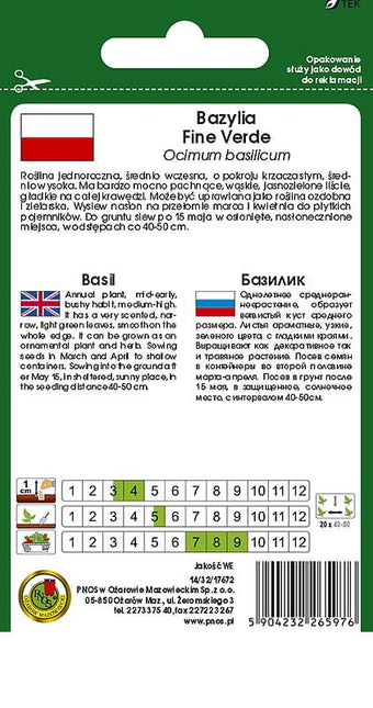 Nasiona - BAZYLIA FINE VERDE 0,5g - Niezłe Ziółko