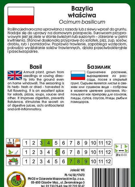 Nasiona - BAZYLIA WŁAŚCIWA ZIELONA GENOVESE 1g - Niezłe Ziółko