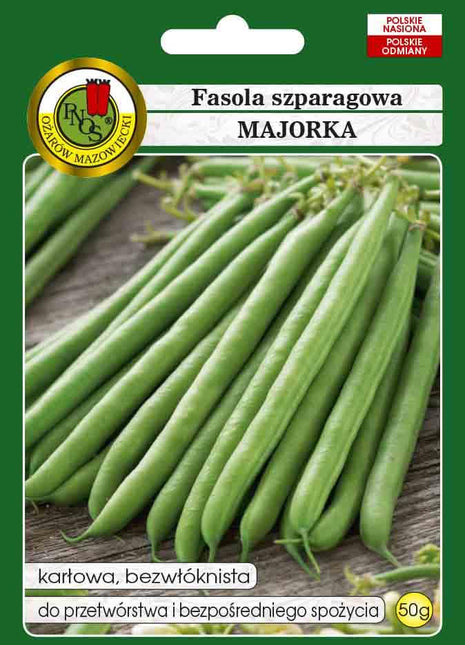 Nasiona - FASOLA SZPARAGOWA ZIELONA KARŁOWA MAJORKA 50g - Niezłe Ziółko