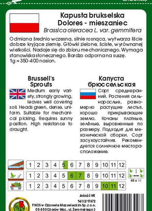 Nasiona – Kapusta Brukselska Dolores F1 0,5g - Niezłe Ziółko
