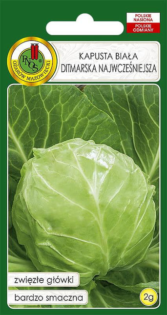 Nasiona - KAPUSTA GŁOWIASTA BIAŁA DITMARSKA NAJWCZEŚNIEJSZA 2g - Niezłe Ziółko