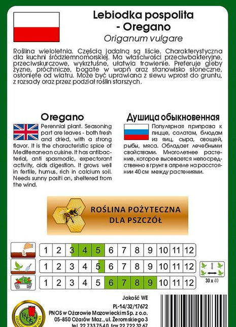 Nasiona - LEBIODKA POSPOLITA - OREGANO 0,2g - Niezłe Ziółko