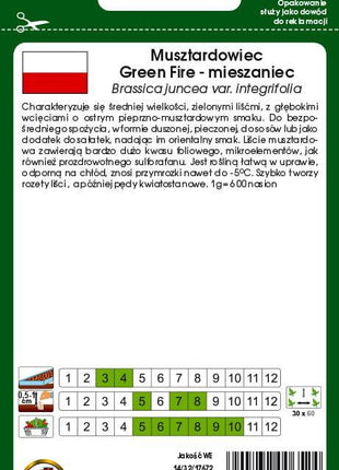 Nasiona - MUSZTARDOWIEC GREEN FIRE F1 0,3g - Niezłe Ziółko
