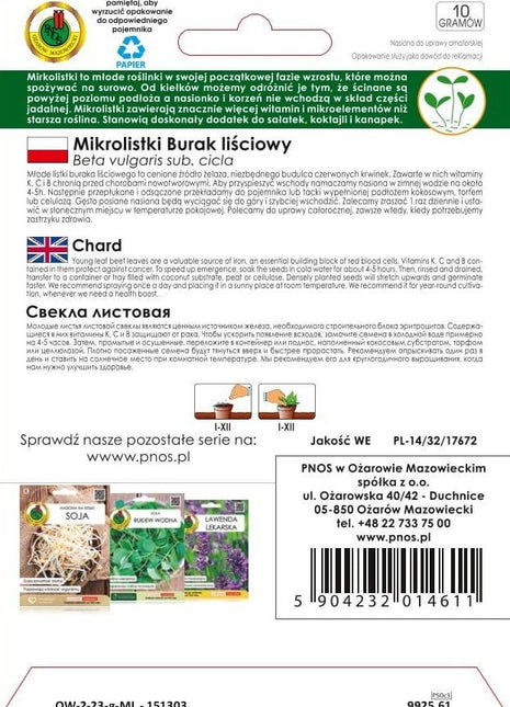 Nasiona - NA MIKROLISTKI BURAK LIŚCIOWY 10G - Niezłe Ziółko