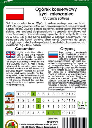 Nasiona – Ogórek Gruntowy Izyd F1 5g - Niezłe Ziółko