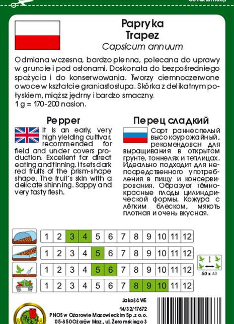 Nasiona - PAPRYKA TRAPEZ 0,5g - Niezłe Ziółko