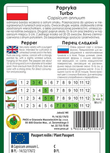 Nasiona - PAPRYKA TURBO 0,5g - Niezłe Ziółko
