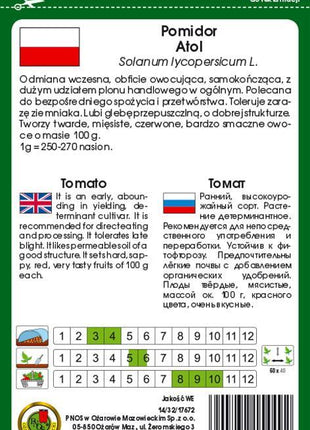 Nasiona Pomidora Gruntowego - Atol 1g - Niezłe Ziółko