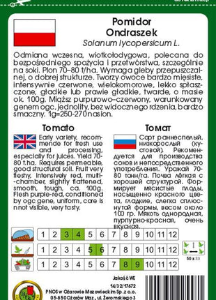 Nasiona Pomidora Gruntowego - Ondraszek 1g - Niezłe Ziółko