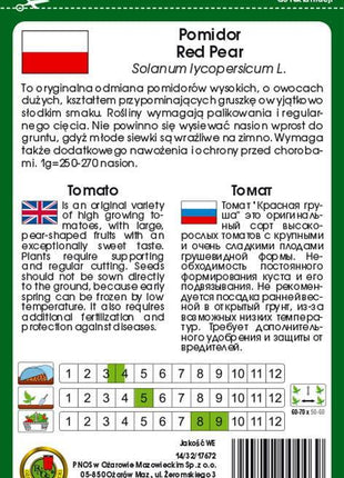 Nasiona Pomidora Gruntowego - Red Pear 0,5g - Niezłe Ziółko