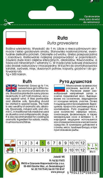 Nasiona - RUTA 0,2g - Niezłe Ziółko