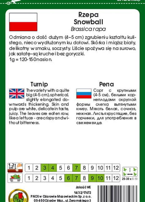 Nasiona - RZEPA SNOWBALL 5g - Niezłe Ziółko