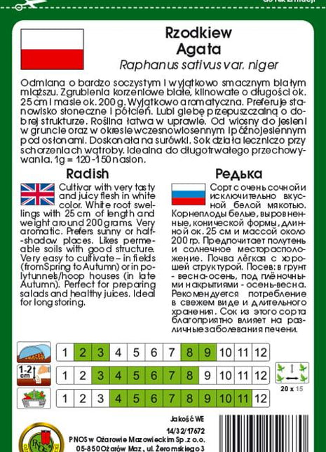 Nasiona - RZODKIEW AGATA 5g - Niezłe Ziółko