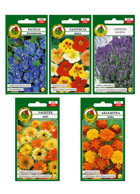 Zestaw Strażnicy Warzywnika - czyli zestaw kwiatów odstraszających szkodniki 5 szt.