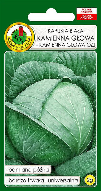 Nasiona - KAPUSTA GŁOWIASTA BIAŁA KAMIENNA GŁOWA 2g - Niezłe Ziółko