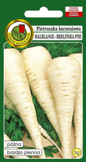 PIETRUSZKA KORZENIOWA HALBLANGE - BERLIŃSKA PNE 5g - około 3750 sztuk nasion w opakowaniu - Niezłe Ziółko