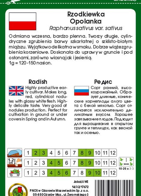 RZODKIEWKA OPOLANKA 10g - koło 1000 sztuk nasion w opakowaniu - Niezłe Ziółko